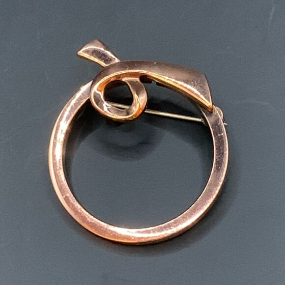 Copper Circle Brooch Signed Renoir Vintage J359 - Picture 1 of 7